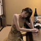 New Chinese style printed backless suspender floral dress sexy holiday wear irregular skirt R1461