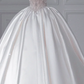 White Tube Top Fitted-Waist Satin Puffy Hem Gown / Bridal Gown R5899