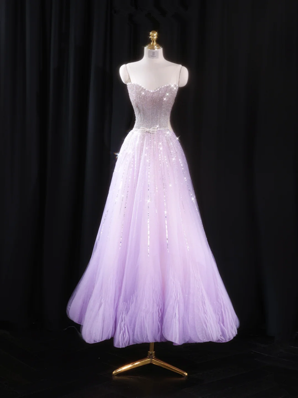 Light purple strapless fitted long ball gown R8925