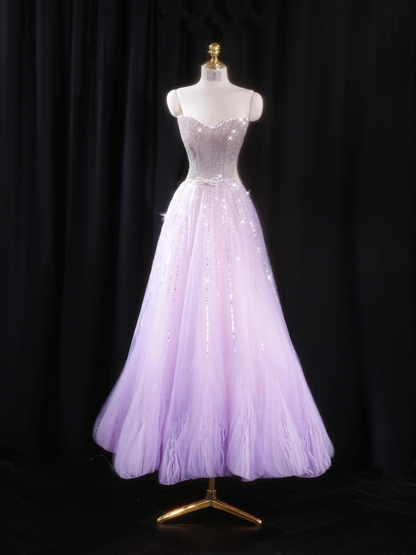 Light purple strapless fitted long ball gown R8925