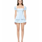 Light blue puff sleeves, slim waist, A-line cute mini skirt, homecoming dress R4805