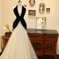 Black Halter Top with White Tulle Skirt Ball Gown, Bridal Gown R7138