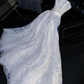 White lace strapless dress with a fitted waist and A-line skirt, long ball gown/bridal dress R8745