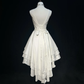 White sleeveless satin waist slim mid-length skirt homecoming dress R4926