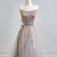 Gradient color strapless waist-cinching A-line long ball gown R8204