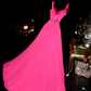 Rose pink halter-neck fitted long ball gown R6978
