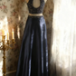 Navy blue halter neck beaded sexy top and long skirt set for a prom dress R6699