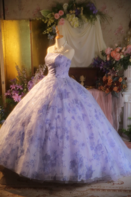 Purple strapless fitted waist ball gown/bridal dress R7271