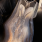 Light yellow sleeveless fitted waist bodycon mermaid skirt long ball gown/bridal dress R8716