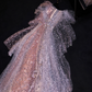 Light pink round neck fitted waist long ball gown/bridal dress R8805