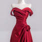 Red off-the-shoulder fitted waist slim-fitting ball gown/bridal dress R8239