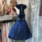 Blue satin open back slim elegant short dress, ball gown R6220