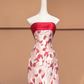 Red strapless floral print fitted long ball gown/bridal dress R8494