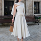 White satin tube top waist slimming design skirt mid-length skirt homecoming dress R4397