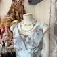 Light blue floral sleeveless fitted A-line mini ball gown R6339