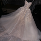 Light pink halter-neck fitted long ball gown, bridal dress R8775