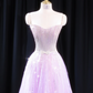 Light purple strapless fitted long ball gown R8925