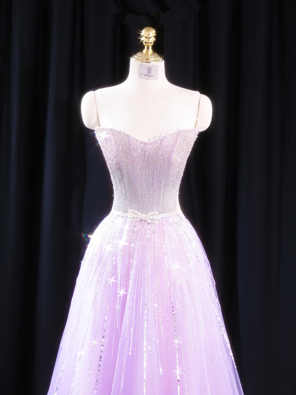Light purple strapless fitted long ball gown R8925
