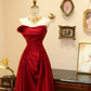 Red strapless satin fitted long ball gown/bridal dress R7171