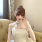 White tube top lace waist slim fit sexy puffy big skirt short skirt homecoming dress R4235