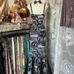 Black and white floral halter-neck fitted bodycon fishtail maxi dress, prom dress R6299