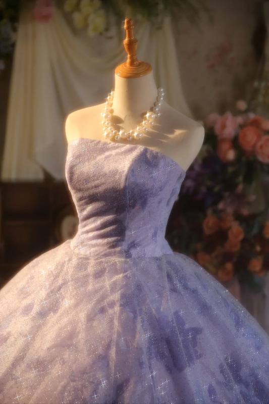 Purple strapless fitted waist ball gown/bridal dress R7271