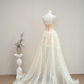 Light apricot halter-neck fitted long ball gown, bridal dress R8895