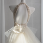 Off-white halter neck fitted waist slim fishtail long ball gown R8434