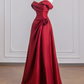 Red off-the-shoulder fitted waist slim-fitting ball gown/bridal dress R8239