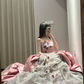 Light pink strapless fitted waist slim-fitting ball gown/bridal dress R8622