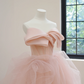 Light pink strapless fitted waist slim-fitting ball gown/bridal dress R8530