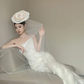 White tube top lace waist slim fit temperament fishtail sexy long dress bridal gown R6060
