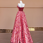 Red strapless, fitted waist, long ball gown with a full skirt R8380