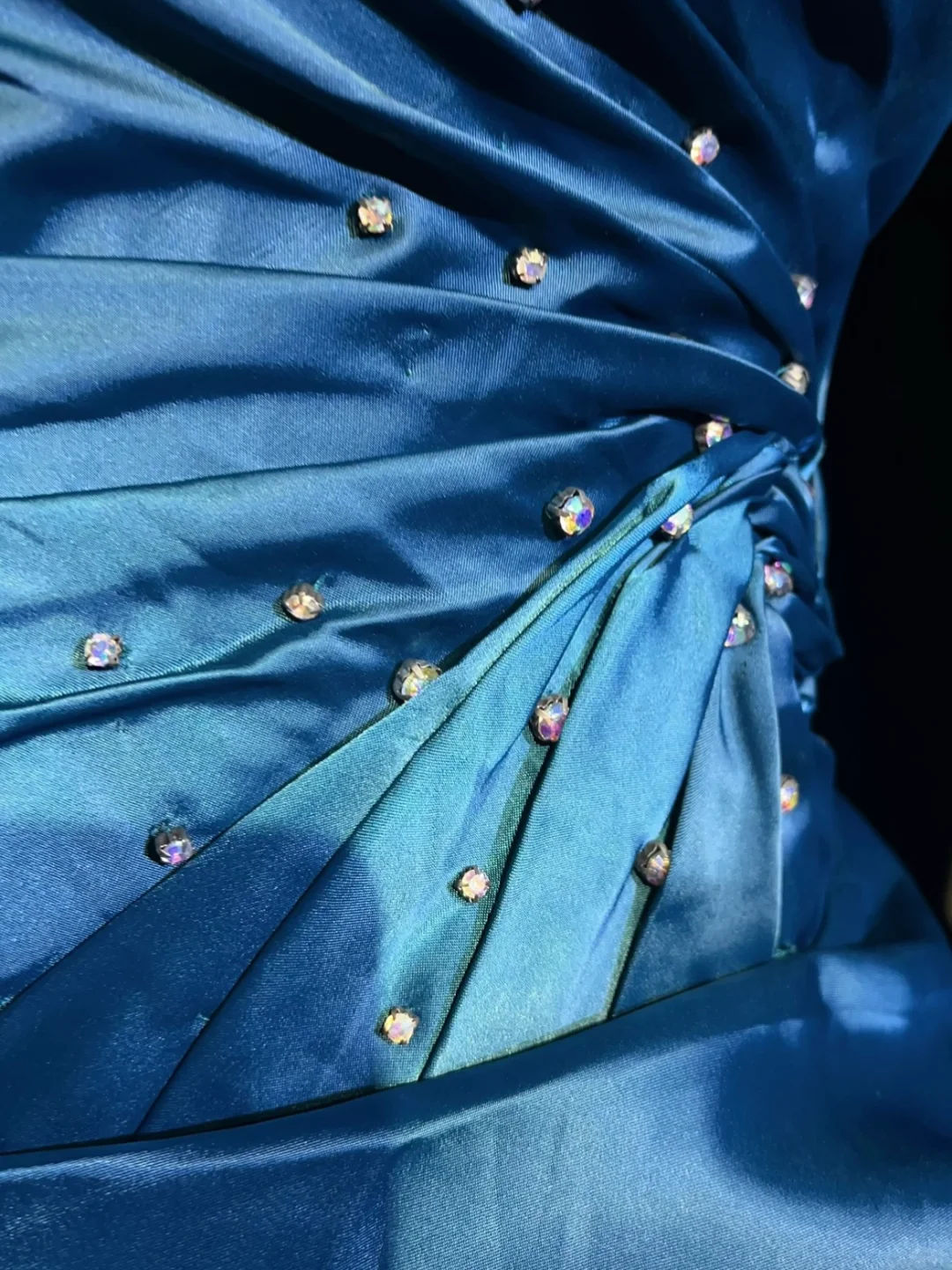 Blue suspender waist slim pleated bud skirt short skirt homecoming dress R4967