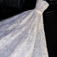 White lace strapless dress with a fitted waist and A-line skirt, long ball gown/bridal dress R8745