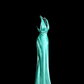Lake blue halter neck backless sexy fitted waist long ball gown R6619