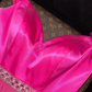 Rose pink halter-neck fitted long ball gown R6978