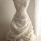 Ivory white strapless fitted long ball gown, bridal dress R6818