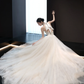 White halterneck slim waist sexy long dress bridal gown R6040