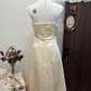 Champagne-colored tube-top waisted pleated satin high-end mid-length skirt homecoming dress R4317