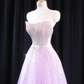 Light purple strapless fitted long ball gown R8925
