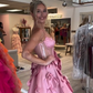 Pink suspender waist slim three-dimensional flower skirt homecoming dress R5468