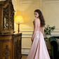 Champagne pink halter-neck fitted long ball gown, bridal dress R8591