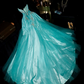 Lake blue strapless rhinestone-embellished long ball gown R6898