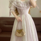 Light Purple Ruffled-Collar Waist-Cinched Long-Length Elegant Ball Gown, Bridal Gown R7332