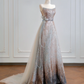 Gradient color strapless waist-cinching A-line long ball gown R8204