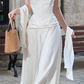 White satin tube top waist slimming design skirt mid-length skirt homecoming dress R4397
