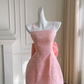 Pink suspender waist slim A-line short skirt homecoming dress R5189