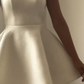 White sleeveless backless sexy waist A-line short skirt homecoming dress R5588
