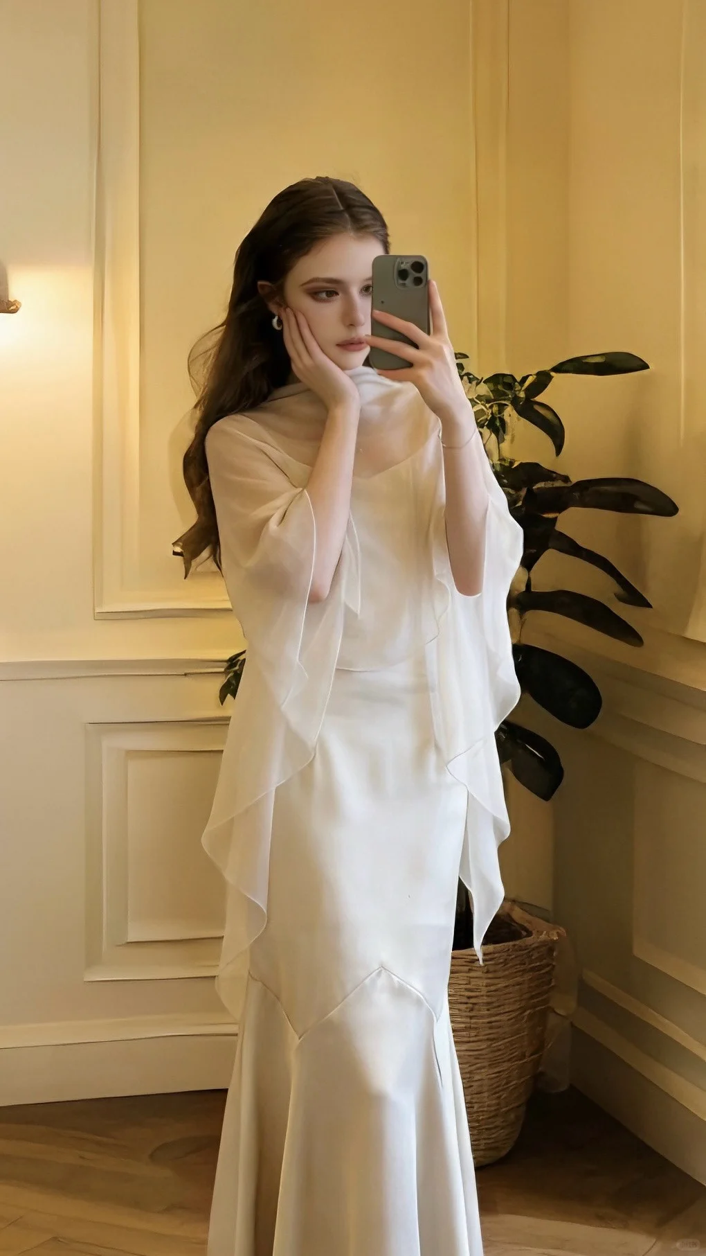 White halter-neck fitted long ball gown/bridal dress R8835